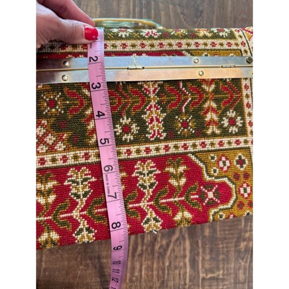 Vintage Tapestry Trunk Style Handbag - Made in Italy - Picture 6 of 10